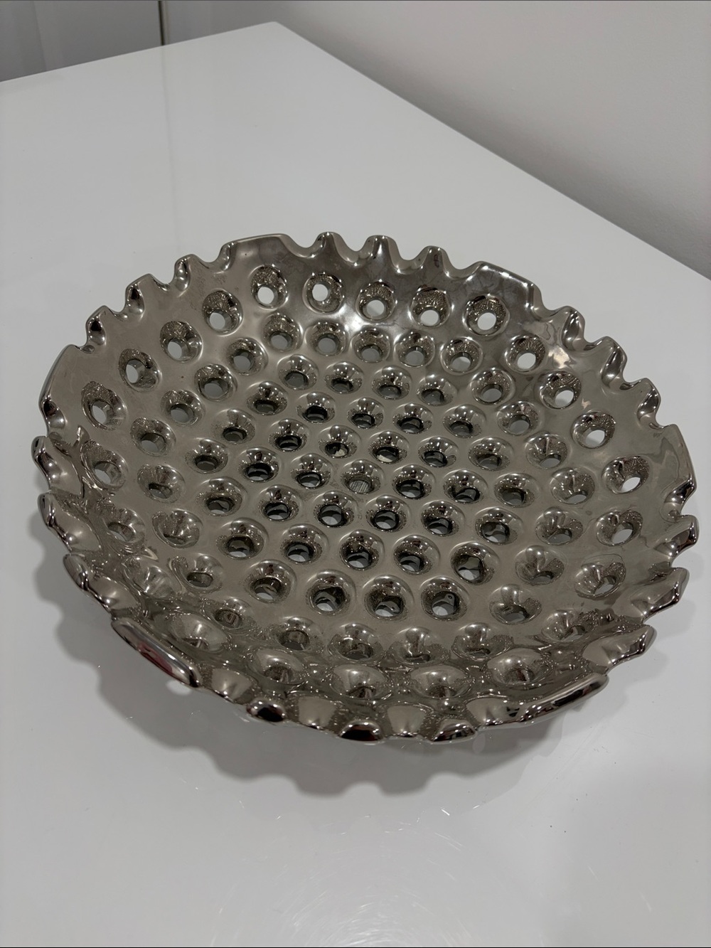 Decorative Metallic Silver Bowl - Modern Home Accent